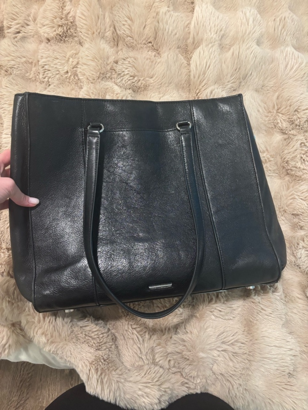 Rebecca Minkoff Black Leather Tote with Dual Top Handles